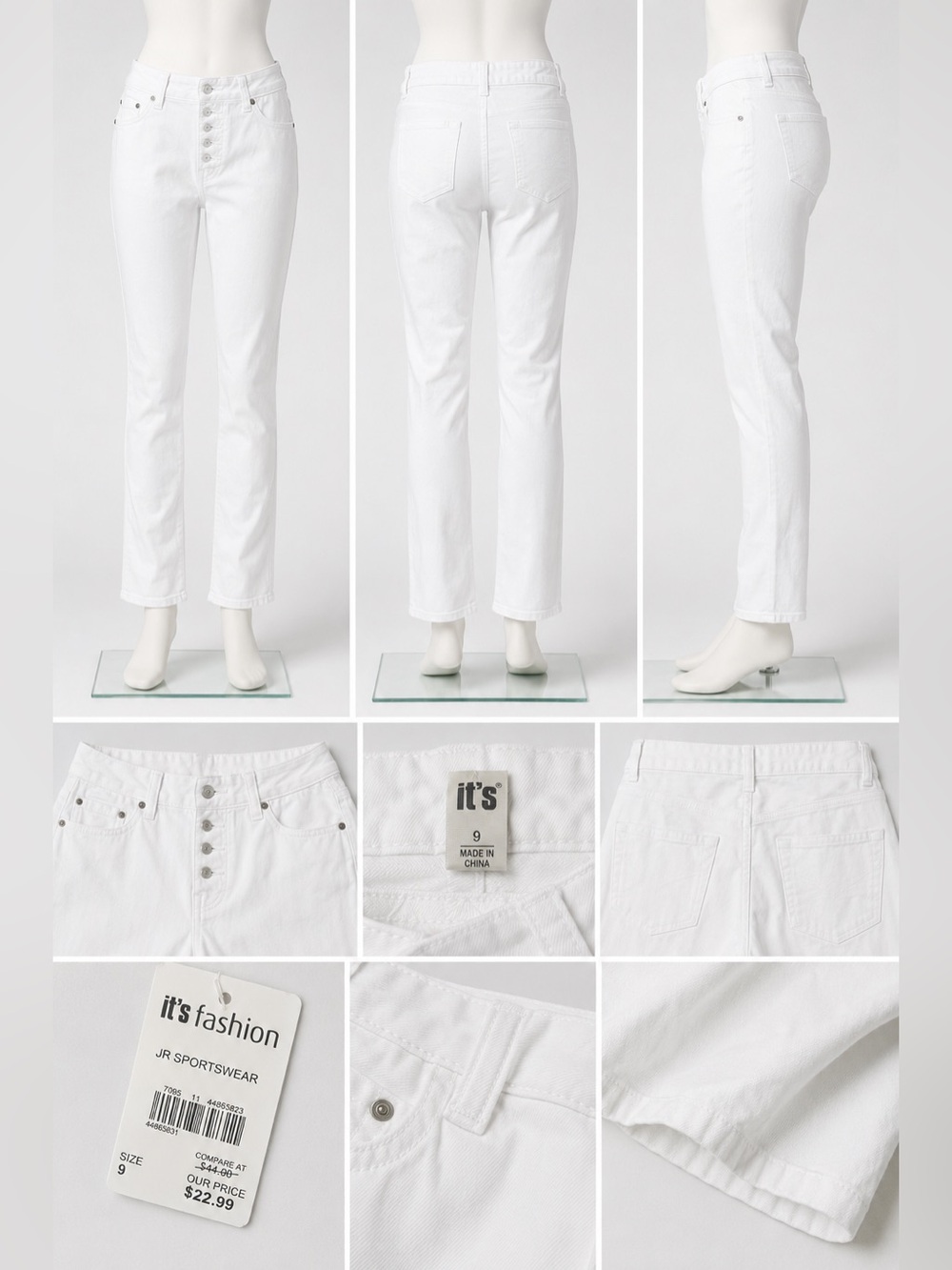 White Straight-Leg Jeans